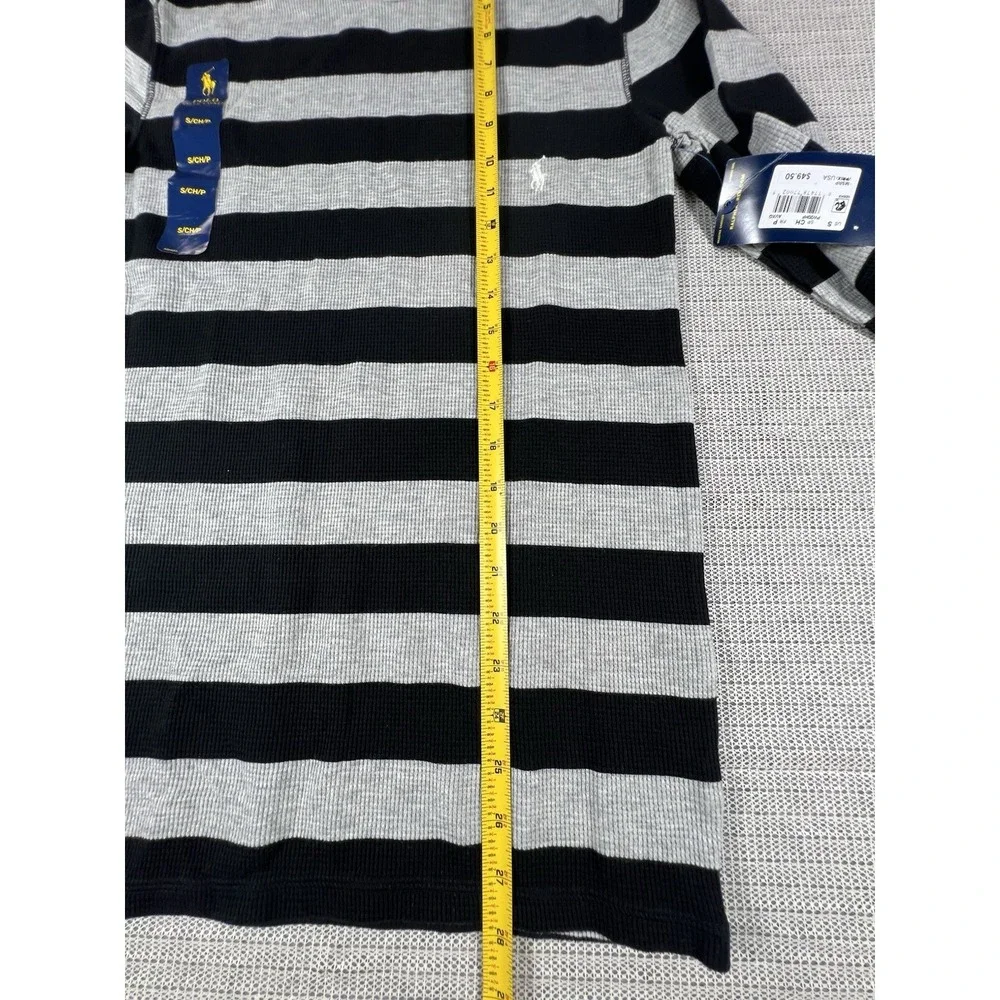 Polo Ralph Lauren Waffle Knit Size SMALL  T Shirt Black Gray Crew Neck